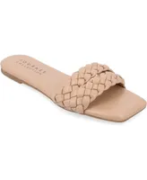 Journee Collection Women's Sawyerr Tru Comfort Foam Wide Width Dual Braided Band Slide Sandals