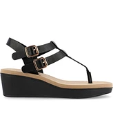 Journee Collection Women's Bianca Double Buckle Platform Wedge Sandals