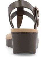 Journee Collection Women's Bianca Double Buckle Platform Wedge Sandals