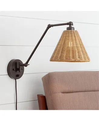 Rowlett Swing Arm Adjustable Wall Mounted Lamp with Cord Bronze Plug