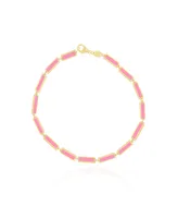 The Lovery Bubblegum Pink Bar Bracelet 14K Gold