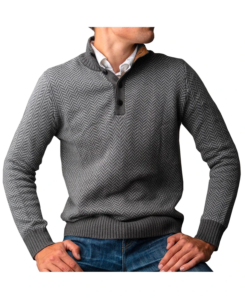 Hope & Henry Men's Organic Mock Neck Cable Sweater