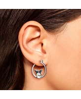 Sanrio Hello Kitty Womens Enamel Plated Hoop Earrings Officially Licensed - Kuromi