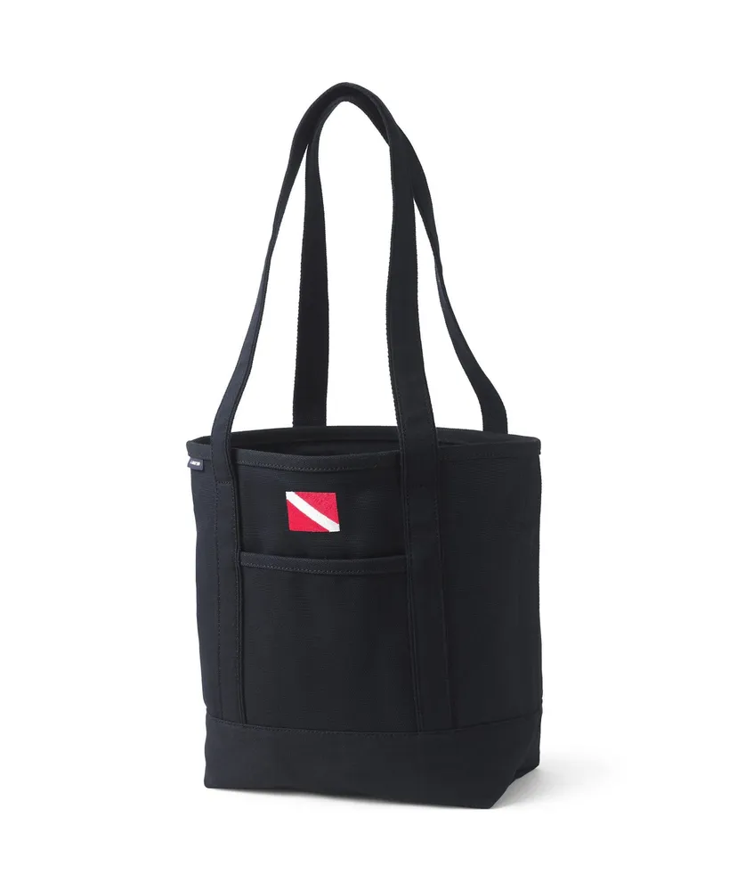 Lands' End Medium Solid Color 5 Pocket Open Top Long Handle Canvas Tote Bag
