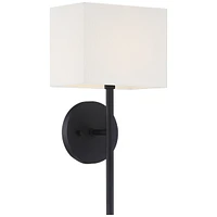 Favre au Modern Wall Sconce Lighting Black Hardwired 16 1/4" High Fixture Rectangular Linen Fabric Shade for Bedroom Bedside Living Room Home Hallway