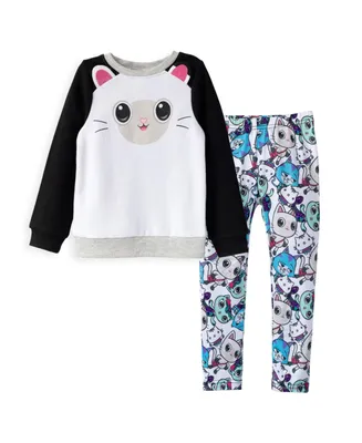 DreamWorks Gabby's Dollhouse Pandy Paws Girls Sweatshirt and Leggings Outfit Set Toddler| Child