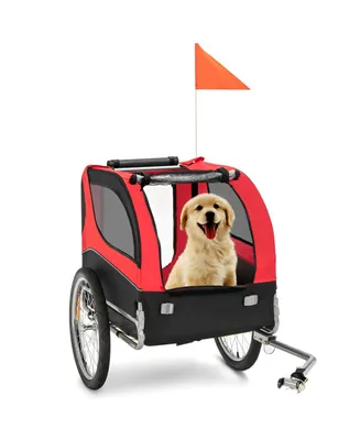 Dog Bike Trailer Foldable Pet Cart with 3 Entrances for Travel