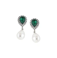 Sohi Women's Green Beaded Leaf Drop Earrings