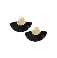 Sohi Women's Black Minimal Circular Stud Earrings