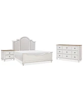 Mandeville 3pc Bedroom Set (Upholstered California King Bed + Dresser -Drawer Nightstand