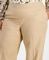 Bar Iii Plus Wide-Leg Linen-Blend Pull-On Pants, Created for Macy's