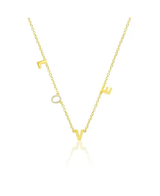 Etoielle Yellow Gold Tone Cz Love Charm Necklace