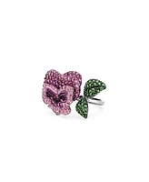 Swarovski Flower, Multicolored, Rhodium Plated Alice In Wonderland Cocktail Ring