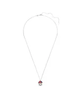 Swarovski Mushroom, Red, Rhodium Plated Alice In Wonderland Pendant Necklace