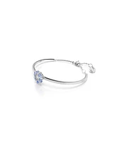 Swarovski Flower, Blue, Rhodium Plated Idyllia Bangle Bracelet