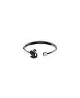 Swarovski Swan, Black, Ruthenium Plated Iconic Swan Bangle Bracelet
