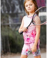 Girl Athletic Tank Gradient Pink Printed Big Flowers