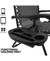 Inolait 2 Piece Folding Recliner Chairs Zero Gravity Lounge Chair Recliners with Pillows, Black