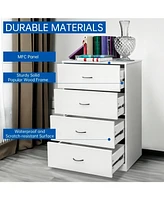 Sugift 4 Drawers Dresser Wood Dresser Chest 40.2" H x 27.6" W x 15.7" D - Melbourne Gray