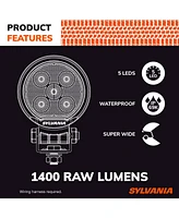 Sylvania Rugged 3 Inch Round Led Light Pods | Lifetime Limited Warranty | Flood Light 1400 Raw Lumens, Best Quality Off Road Driving Work Light