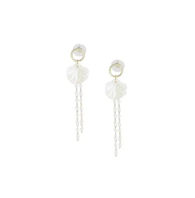 Sohi Women's White Shell Drop Earrings