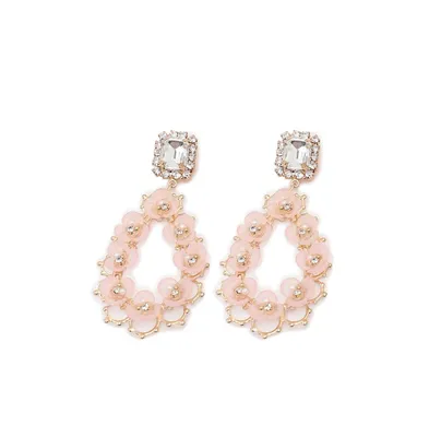Sohi Women's Pink Teardrop Flora Drop Earrings