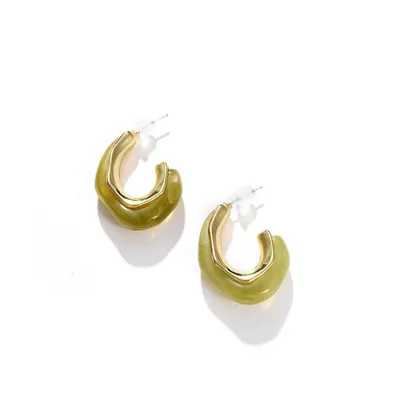 Sohi Women's Yellow Minimal Hoop Earrings