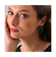 Sohi Women's Black Abstract Drop Earrings