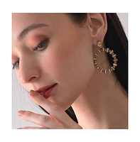 Sohi Women's Gold Embellished Circular Drop Earrings