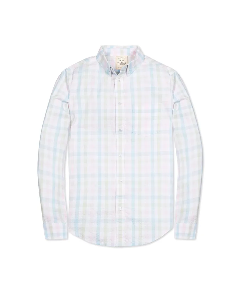 Hope & Henry Men's Organic Long Sleeve Seersucker Button Down Shirt