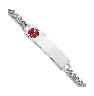 Stainless Steel Red Epoxy Medical Id 8" Engravable Bracelet