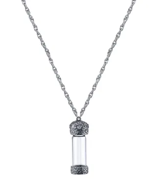 2028 Crystal Silver-Tone Glass Vial Necklace