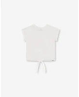 Girl Organic Cotton T-Shirt With Knot White