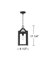 Rockford Farmhouse Rustic Outdoor Ceiling Light Hanging Black Iron 17" Clear Beveled Glass for Exterior House Porch Patio Outside Deck Garage Front Do