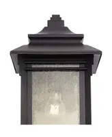 Hickory Point Farmhouse Rustic Mission Outdoor Wall Light Fixture Bronze Lantern 16" Frosted Cream Glass for Exterior House Porch Patio Outside Deck G