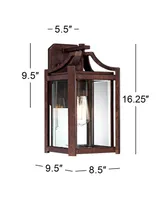 Rockford Farmhouse Rustic Outdoor Wall Light Fixture Bronze Iron 16 1/4" Clear Beveled Glass Panel for Exterior House Porch Patio Outside Deck Garage