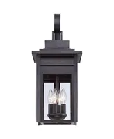 Bransford Traditional Outdoor Wall Light Fixture Dark Black Specked Gray Carriage 21" Clear Glass Scroll Arm for Exterior House Porch Patio Outside De