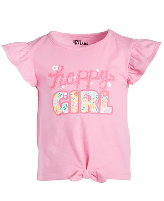 Epic Threads Toddler & Little Girls Happy Girl Graphic Tie-Front T-Shirt, Created for Macy's