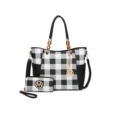 Mkf Collection Marely Checker Tote Bag & Wallet Set by Mia K.