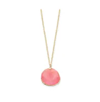 24K Gold-trim Lacquer Dipped Pink Rose Petal Gold-tone Necklace