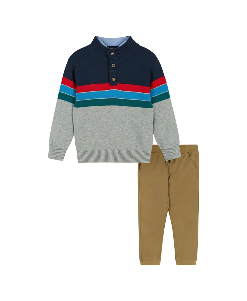 Toddler/Child Boys Color blocked 1/4 Neck Sweater Set