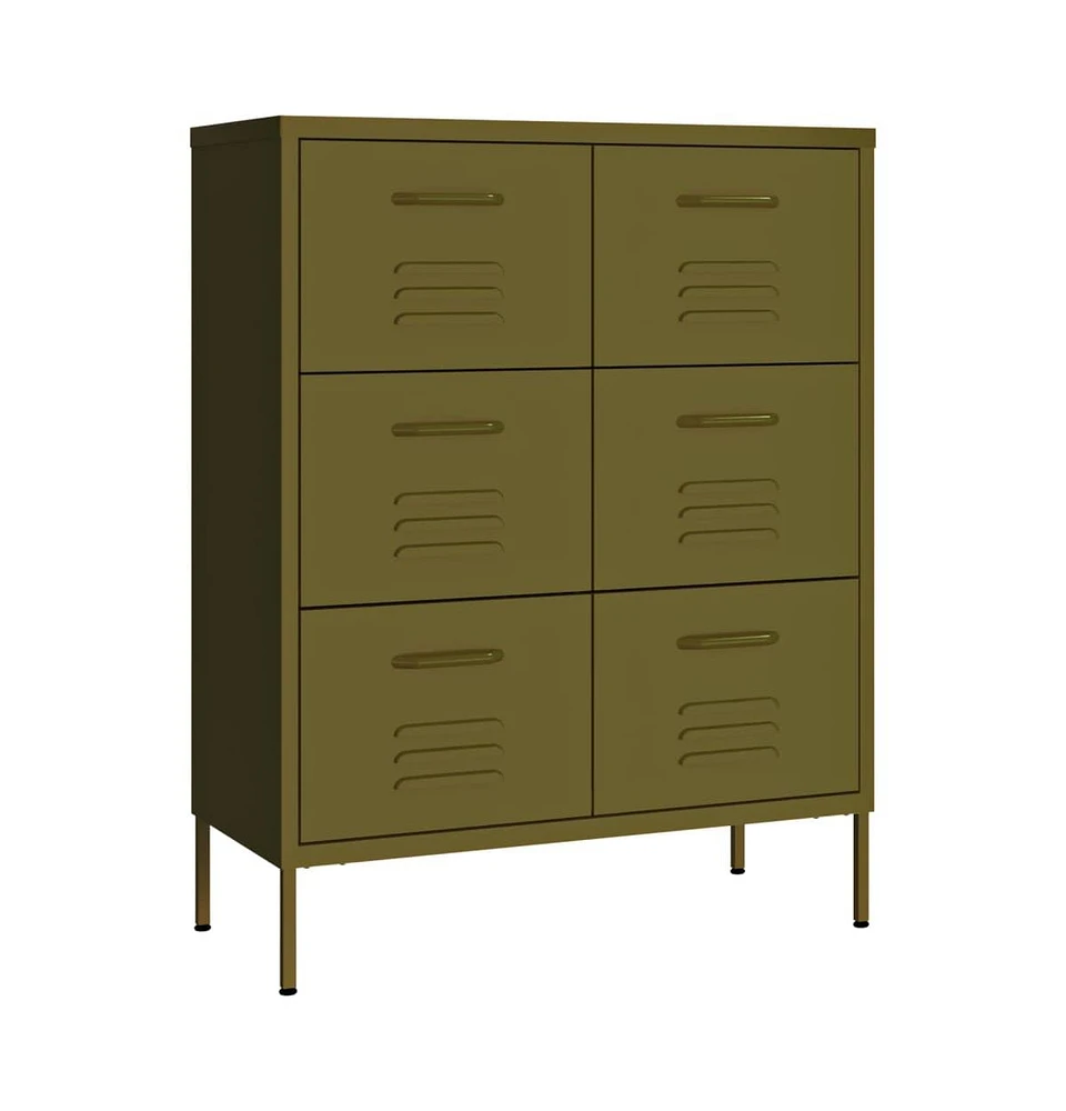 vidaXL Drawer Cabinet Olive Green 31.5"x13.8"x40" Steel