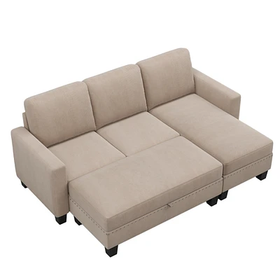 Simplie Fun 81" Reversible Sectional Couch With Storage Chaise L-Shaped Sofa For Apartment Sectional Set