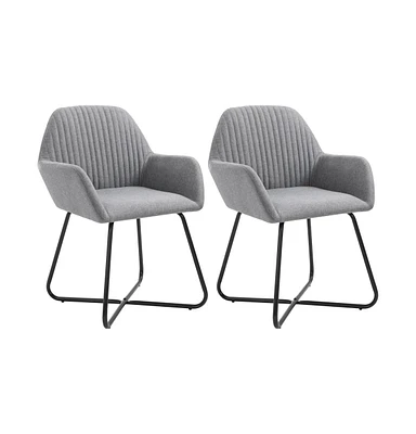 vidaXL Dining Chairs 2 pcs Light Gray Fabric