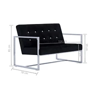 vidaXL 2-Seater Sofa with Armrests Black Chrome and Velvet
