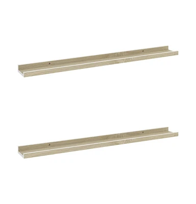 vidaXL Wall Shelves 2 pcs White and Sonoma Oak 31.5"x3.5"x1.2"