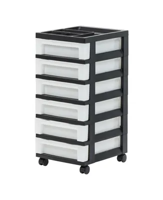 Iris Usa 6-Drawer Storage Cart with Organizer Top, Black