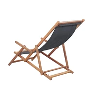 vidaXL Folding Beach Chair Fabric and Wooden Frame Gray