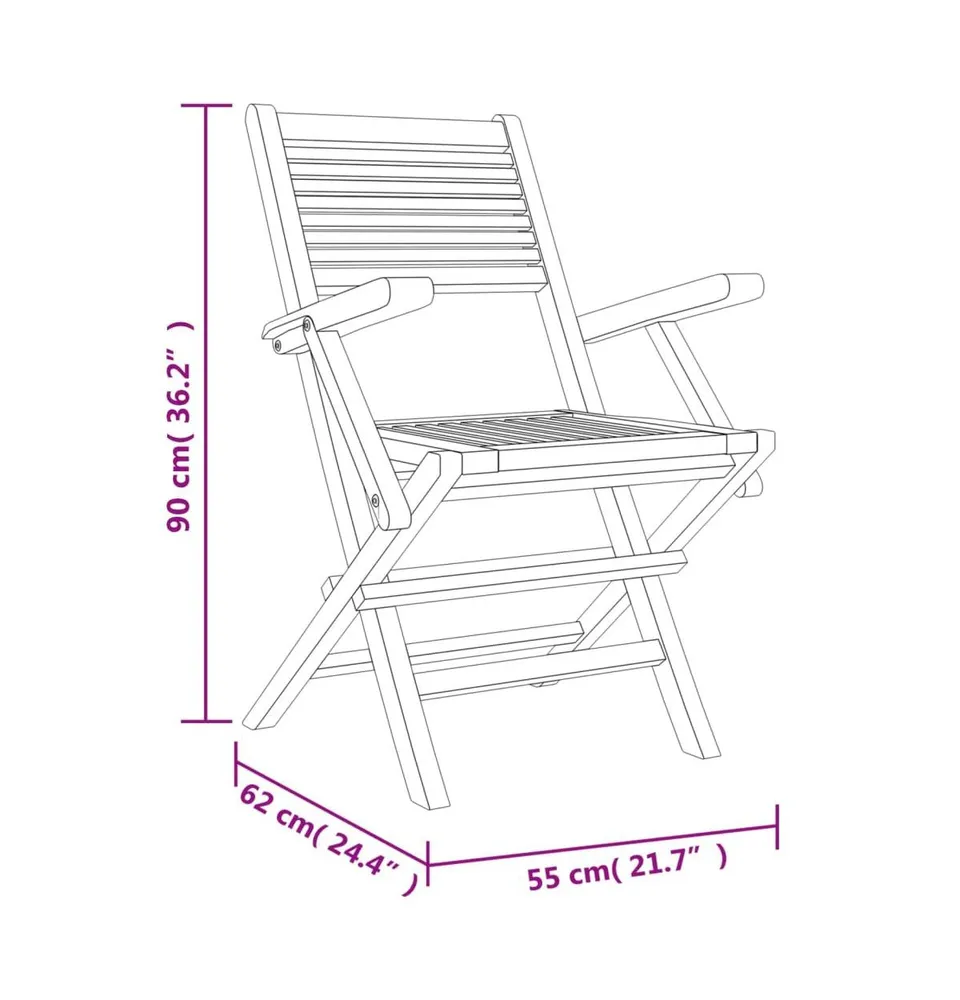 Folding Patio Chairs 2 pcs 21.7"x24.4"x35.4" Solid Wood Teak