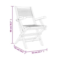 Folding Patio Chairs 2 pcs 21.7"x24.4"x35.4" Solid Wood Teak